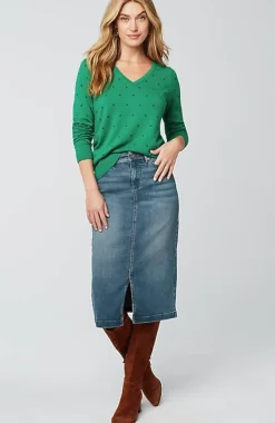 J.Jill Slit-Hem Denim Skirt | Jjill-Women Skirts