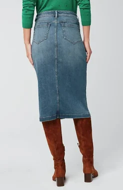 J.Jill Slit-Hem Denim Skirt | Jjill-Women Skirts