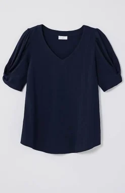 J.Jill Slub-Knit Twist-Sleeve Tee | Jjill-Women Tops & Tees