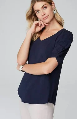 J.Jill Slub-Knit Twist-Sleeve Tee | Jjill-Women Tops & Tees