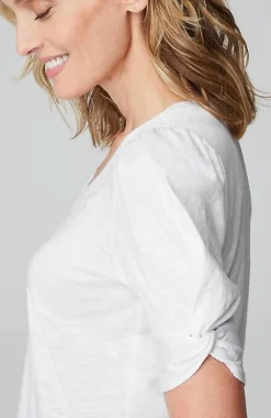 J.Jill Slub-Knit Twist-Sleeve Tee | Jjill-Women Tops & Tees