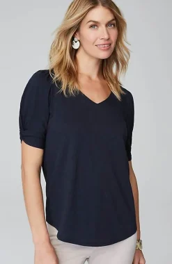 J.Jill Slub-Knit Twist-Sleeve Tee | Jjill-Women Tops & Tees