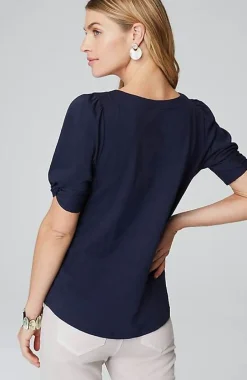 J.Jill Slub-Knit Twist-Sleeve Tee | Jjill-Women Tops & Tees