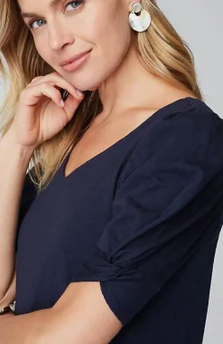 J.Jill Slub-Knit Twist-Sleeve Tee | Jjill-Women Tops & Tees