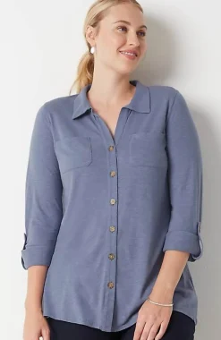 J.Jill Slub-Textured Patch-Pocket Tunic | Jjill-Women Tops & Tees