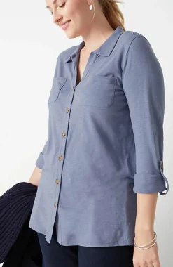 J.Jill Slub-Textured Patch-Pocket Tunic | Jjill-Women Tops & Tees