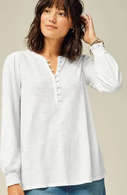 J.Jill Smocked Henley Top | Jjill-Women Tops & Tees