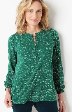 J.Jill Smocked Henley Top | Jjill-Women Tops & Tees
