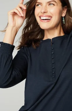 J.Jill Smocked Henley Top | Jjill-Women Tops & Tees