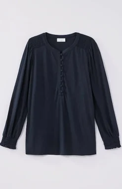 J.Jill Smocked Henley Top | Jjill-Women Tops & Tees