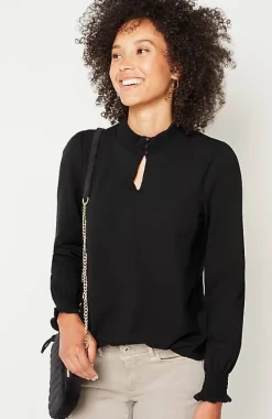 J.Jill Smocked Mock-Neck Top | Jjill-Women Tops & Tees