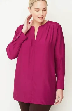 J.Jill Smocked Split-Neck Tunic | Jjill-Women Tunics