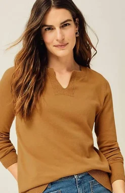 J.Jill Split-Neck Pullover Sweater | Jjill-Women Sweaters