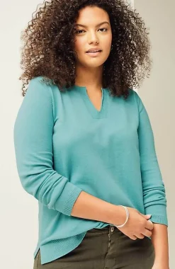 J.Jill Split-Neck Pullover Sweater | Jjill-Women Sweaters