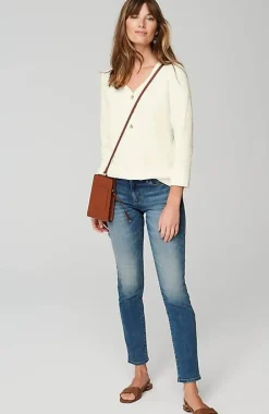 J.Jill Textured-Cotton Rolled-Cuff Henley Top | Jjill-Women Tops & Tees