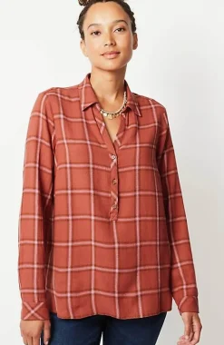 J.Jill Textured Plaid Popover | Jjill-Women Shirts & Blouses