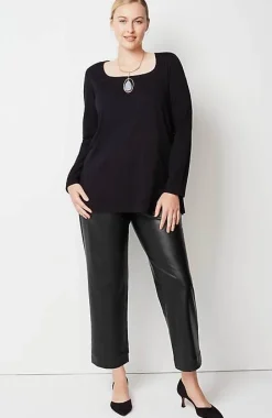 J.Jill Vegan-Leather Straight-Leg Trousers | Jjill-Women Pants & Jeans
