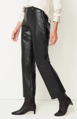 J.Jill Vegan-Leather Straight-Leg Trousers | Jjill-Women Pants & Jeans