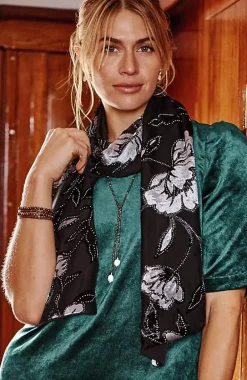 J.Jill Velvet Burnout Metallic-Printed Scarf | Jjill-Women Ponchos, Ruanas & Scarves