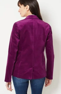 J.Jill Velveteen Stretch Curved-Hem Blazer | Jjill-Women Jackets & Coats