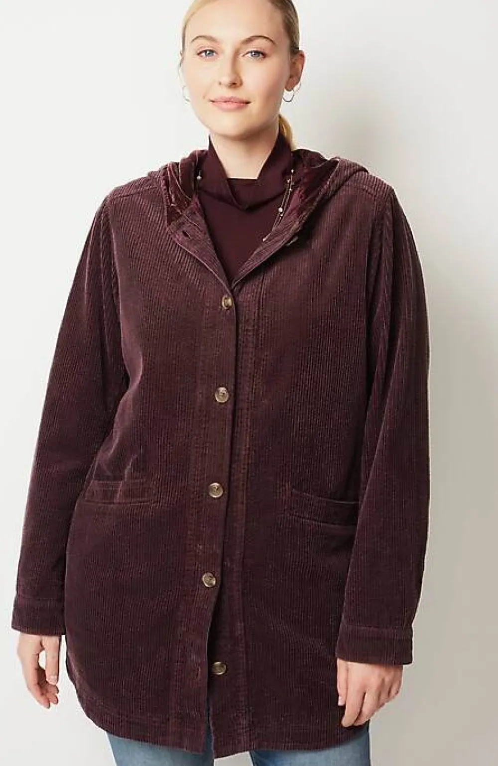 J.Jill Velvet-Hooded Tumble-Cord Jacket | Jjill-Women Jackets & Coats
