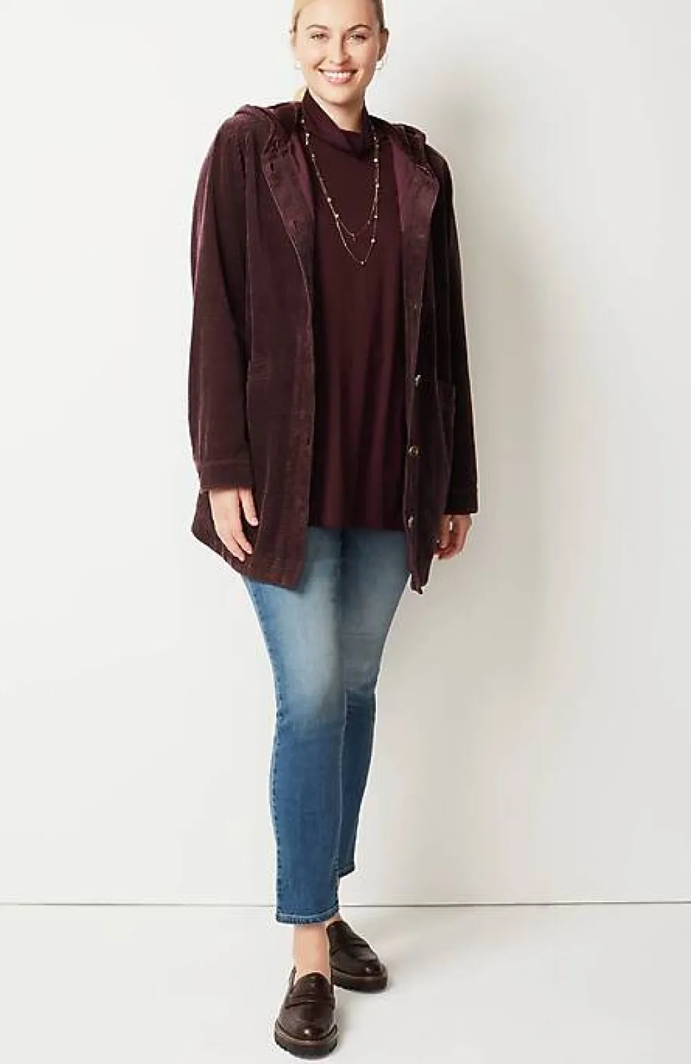 J.Jill Velvet-Hooded Tumble-Cord Jacket | Jjill-Women Jackets & Coats