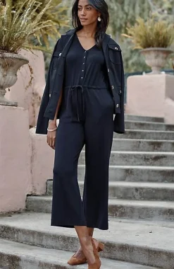 J.Jill Wearever Button-Front Jumpsuit | Jjill-Women Dresses