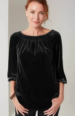 J.Jill Wearever Convertible-Shoulder Smocked-Neck Top | Jjill-Women Tops & Tees