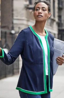 J.Jill Wearever Double-Face Jersey Contrast-Trim Jacket | Jjill-Women Jackets & Coats