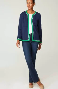 J.Jill Wearever Double-Face Jersey Contrast-Trim Jacket | Jjill-Women Jackets & Coats