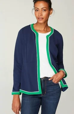 J.Jill Wearever Double-Face Jersey Contrast-Trim Jacket | Jjill-Women Jackets & Coats