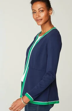 J.Jill Wearever Double-Face Jersey Contrast-Trim Jacket | Jjill-Women Jackets & Coats