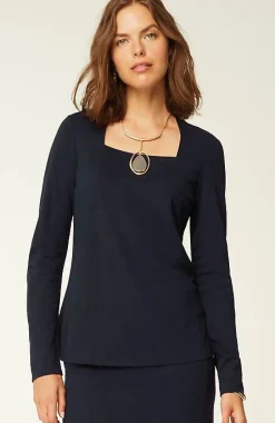 J.Jill Wearever Double-Face Jersey Square-Neck Top | Jjill-Women Tops & Tees