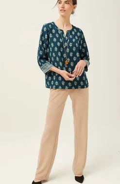 J.Jill Wearever Easy-Care Printed U0026 Bordered Top | Jjill-Women Shirts & Blouses