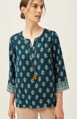 J.Jill Wearever Easy-Care Printed U0026 Bordered Top | Jjill-Women Shirts & Blouses