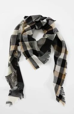 J.Jill Wearever Neutral Plaid Triangle Scarf | Jjill-Women Ponchos, Ruanas & Scarves