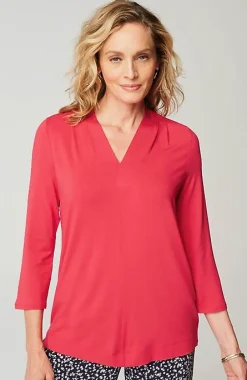J.Jill Wearever Pleated V-Neck Top | Jjill-Women Tops & Tees