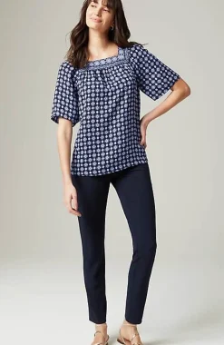 J.Jill Wearever Shirred Square-Neck Top | Jjill-Women Shirts & Blouses