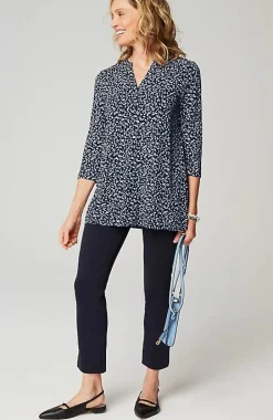 J.Jill Wearever Shirred-Yoke Split-Neck Tunic | Jjill-Women Tops & Tees