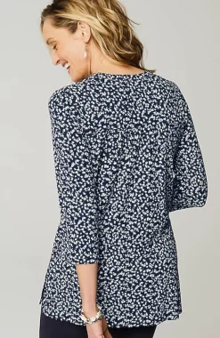 J.Jill Wearever Shirred-Yoke Split-Neck Tunic | Jjill-Women Tops & Tees