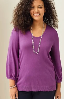 J.Jill Wearever Silk-Blend Blouson-Sleeve Sweater | Jjill-Women Sweaters
