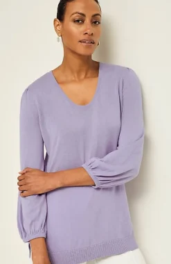 J.Jill Wearever Silk-Blend Blouson-Sleeve Sweater | Jjill-Women Sweaters