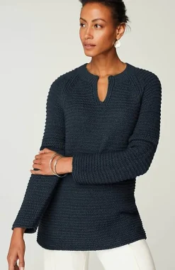 J.Jill Wearever Textured Split-Neck Sweater | Jjill-Women Sweaters