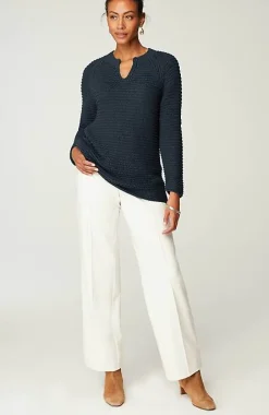 J.Jill Wearever Textured Split-Neck Sweater | Jjill-Women Sweaters