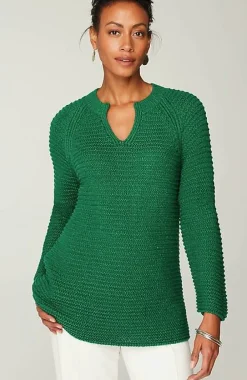 J.Jill Wearever Textured Split-Neck Sweater | Jjill-Women Sweaters
