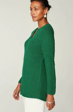 J.Jill Wearever Textured Split-Neck Sweater | Jjill-Women Sweaters
