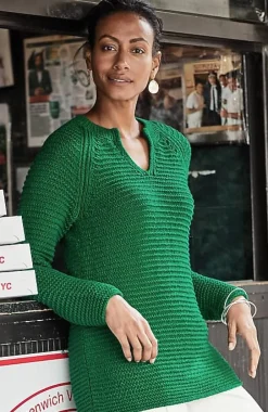 J.Jill Wearever Textured Split-Neck Sweater | Jjill-Women Sweaters