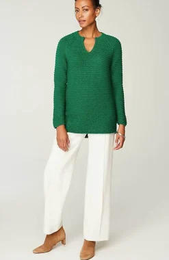 J.Jill Wearever Textured Split-Neck Sweater | Jjill-Women Sweaters