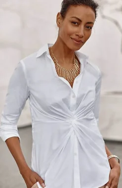 J.Jill Wearever Twisted-Front Shirt-Collar Top | Jjill-Women Shirts & Blouses