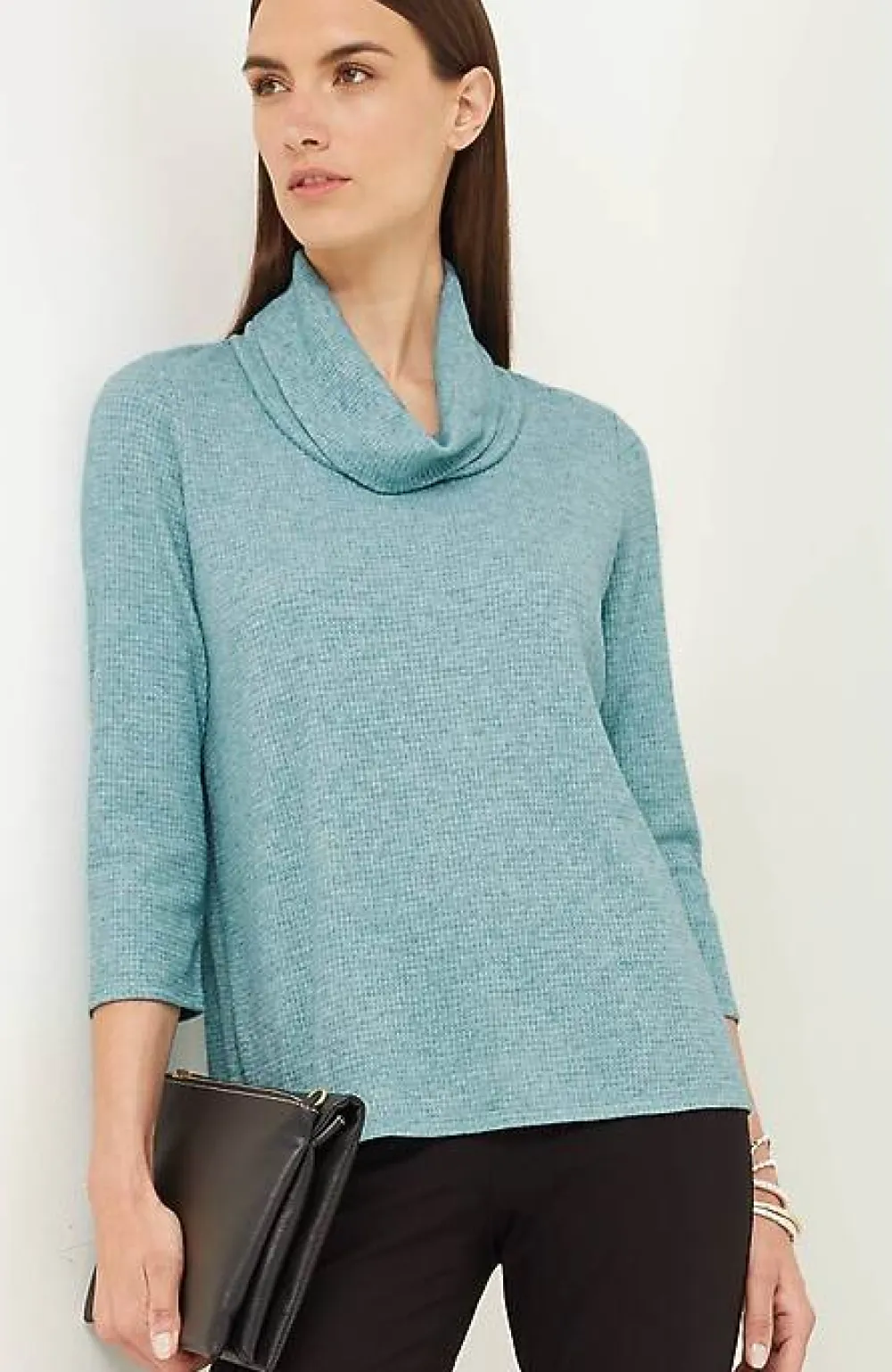 J.Jill Wearever Waffle-Textured Cowl-Neck Top | Jjill-Women Tops & Tees
